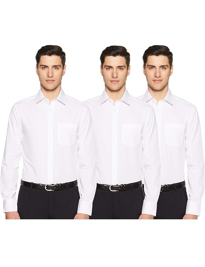 Marks & Spencer Mens Solid Polyester Blend Collared Neck Slim Fit Easy Iron Shirt