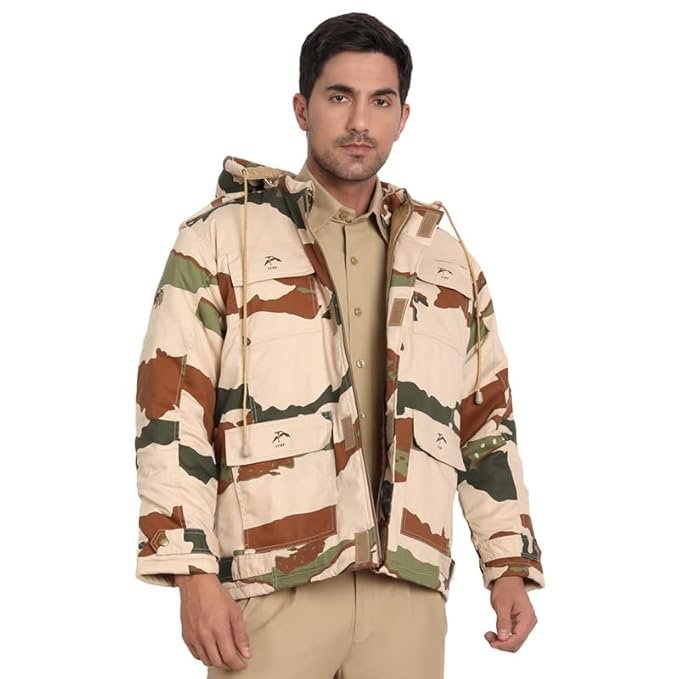 uniformer Camouflage Full Sleeves ITBP Jacket with Hood for Men | Tactical Military Jacket | Army Jacket | Durable, Stylish & Comfortable | Outdoor & Duty Wear | Law Enforcement