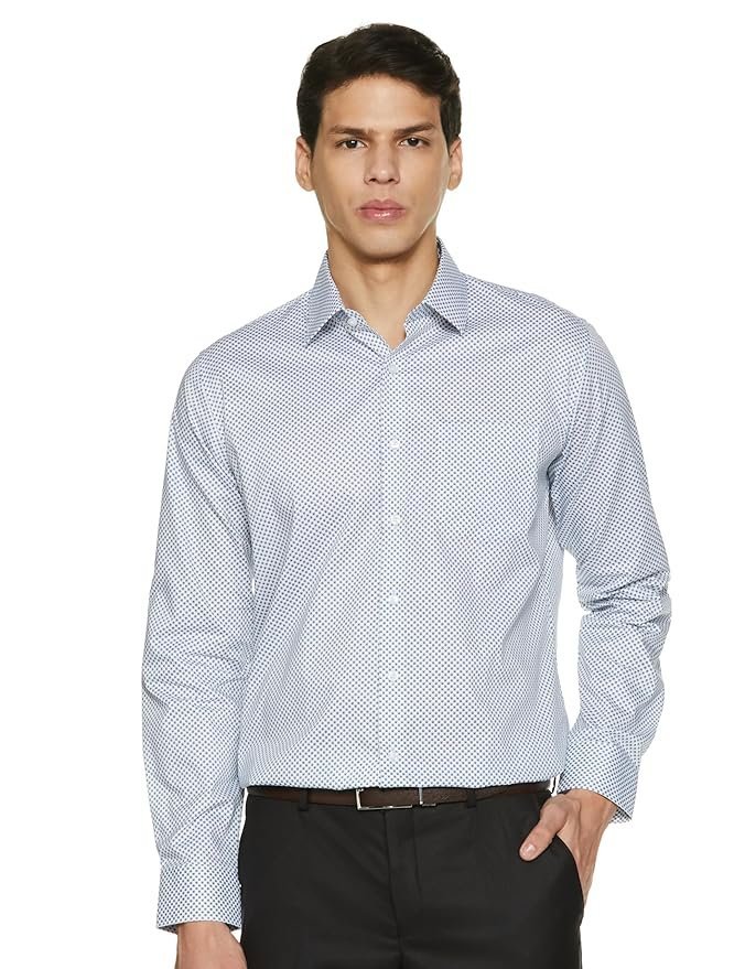 Van Heusen Men's Slim Fit Premium Business Formals 100% Cotton Print Shirt