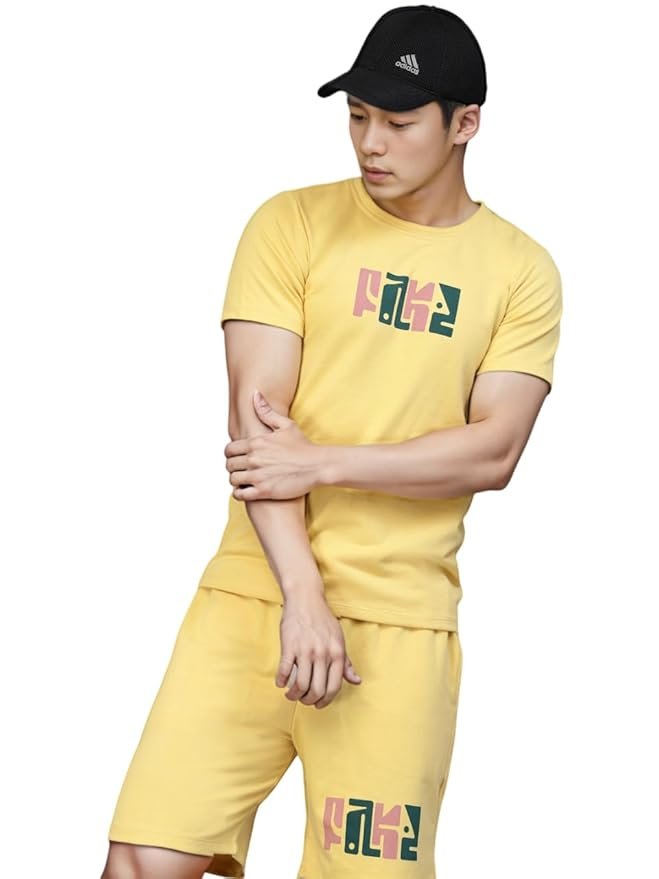 Rigo Men Night Suit Set | Printed Casual Co-ords Set | Men's T-Shirt and Short Set | Round Neck Half Sleeves Casual Co-ords