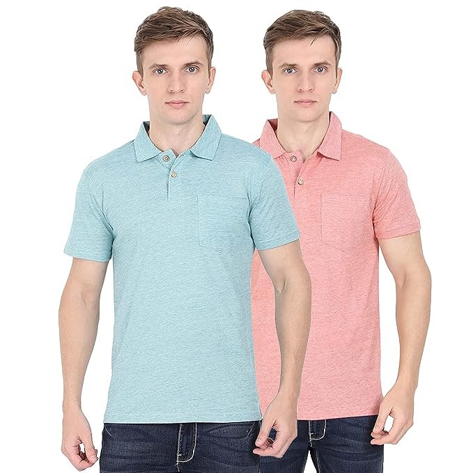 ECOLINE Clothing Eco-Friendly Men's 50/50 Blend Polo T-Shirt (Pack of 2)