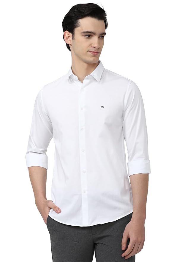 Peter England Men's Cotton Slim Fit Solid Full Sleeve Casual Shirt