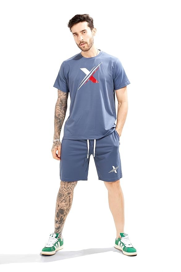WEET Cotton T-Shirt and Shorts Set for Men,Night Wear for Men,Men's Pyjama Set MCS136