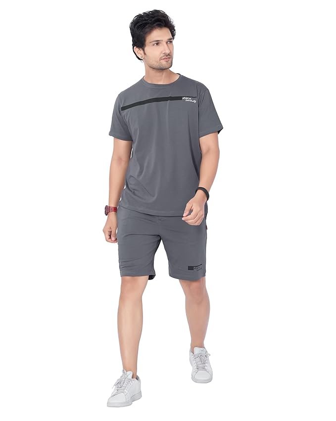 WEET Cotton T-Shirt and Shorts Set for Men,Night Wear for Men,Men's Pyjama Set 120