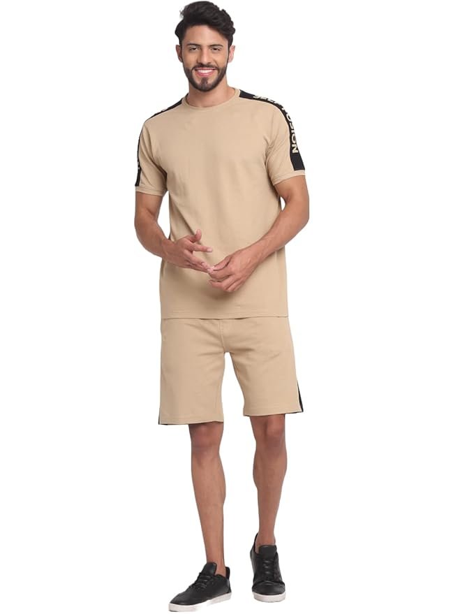 Mens Premium Cotton Lycra Co-Ord set-SET23BRN8